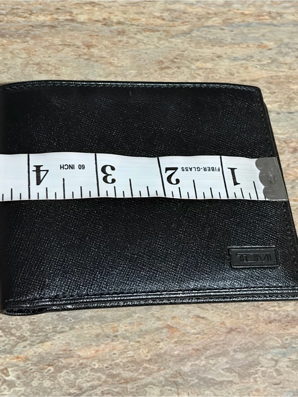 Tumi Black Double Billfold Textured Leather Card Holder/ Wallet
